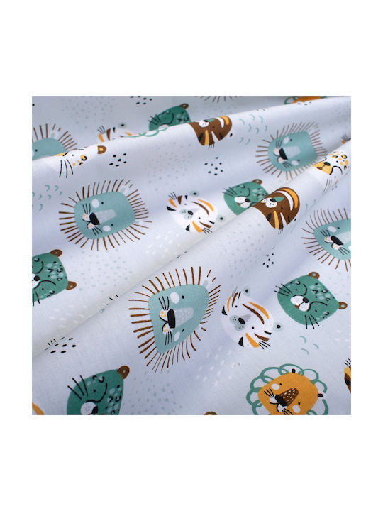 Dimcol Детски Чаршаф За Количка Памучен Big Cats 28 Тюркоазен 80x110см