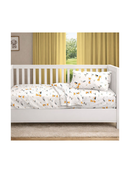 Dimcol Baby Crib Cotton Fitted Sheet Giraffe 599 White 70x140cm