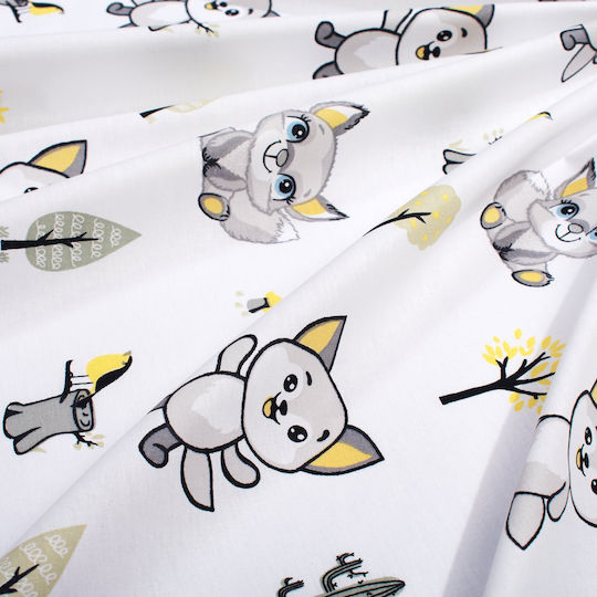 Dimcol Baby Bettlaken Foxes 595 Weiß 80x110cm