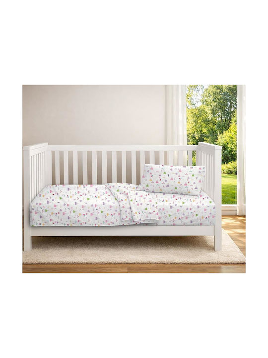 Dimcol Set Baby Crib Cotton Sheets Whimsical Mountainside 587 Multicolour 120x160cm 3 Pieces