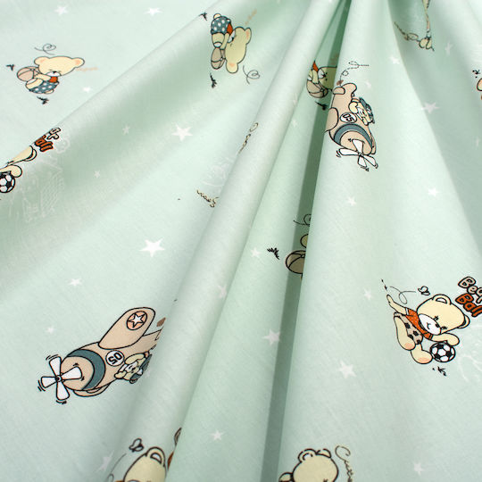 Dimcol Set Baby Crib Cotton Sheets Bear's Playtime 593 Multicolour 120x160cm 3 Pieces