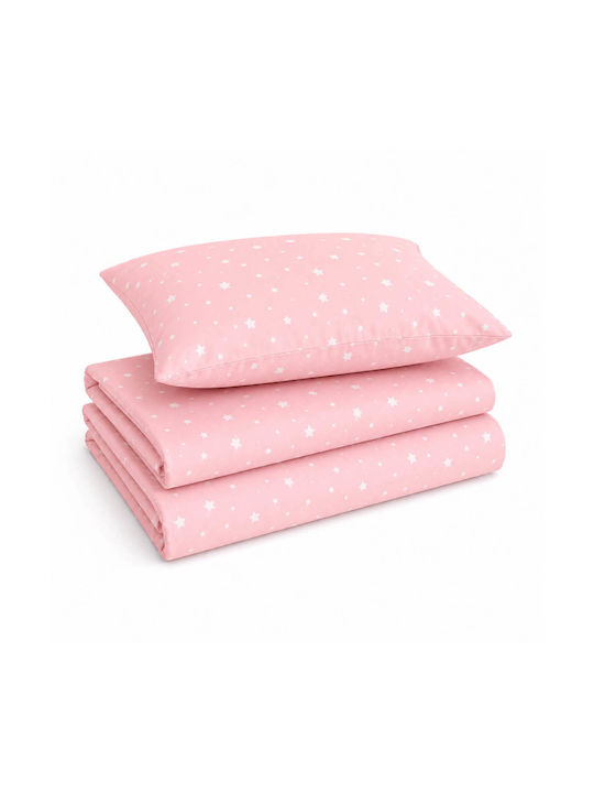Astron Italy Baby Sheets Crib Cotton Fitted Paradise Pink Pink 170x130cm 3 Pieces