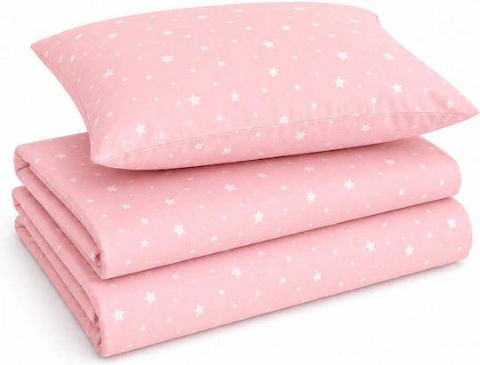 Astron Italy Baby Sheets Crib Cotton Fitted Paradise Pink Pink 170x130cm 3 Pieces