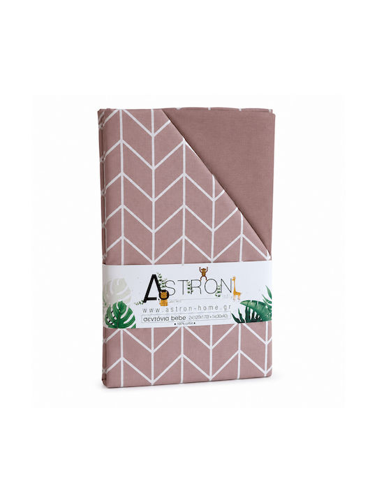 Astron Italy Alpis Baby Sheets Set Crib Cotton Pink 120x160cm 3pcs