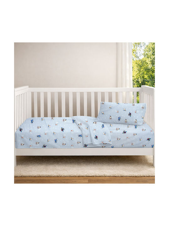 Dimcol Set Baby Crib Cotton Sheets Bear's Playtime 591 Multicolour 120x160cm 3 Pieces