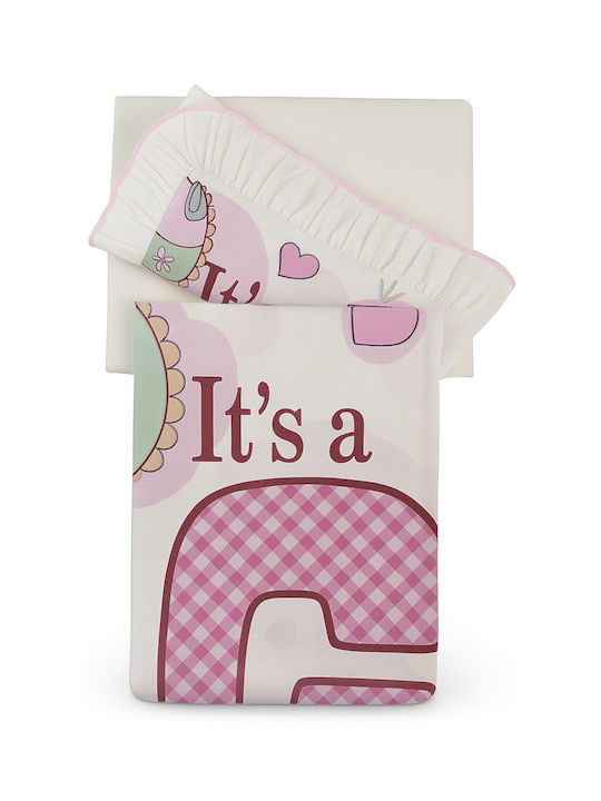 Beboulino It's A Girl Baby Sheets Set Crib Cotton Pink 95x150cm 2pcs
