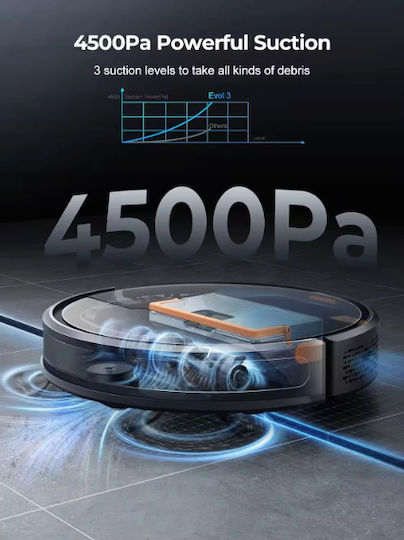 Laresar Evol 3 Aspirator Robot cu Navigare Inteligentă și Putere de Aspirație 4500Pa Neagră