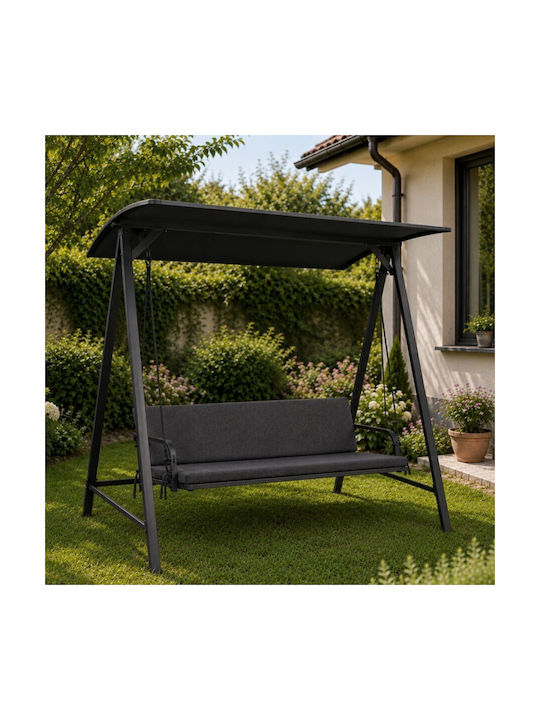 Pucioasa Garden Swing Cushion with Backrest Black 50x150cm