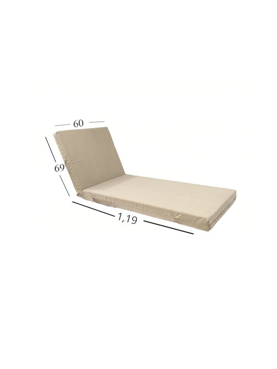 Politishome Waterproof Sunbed Cushion with Backrest Ecru 60x188 cm