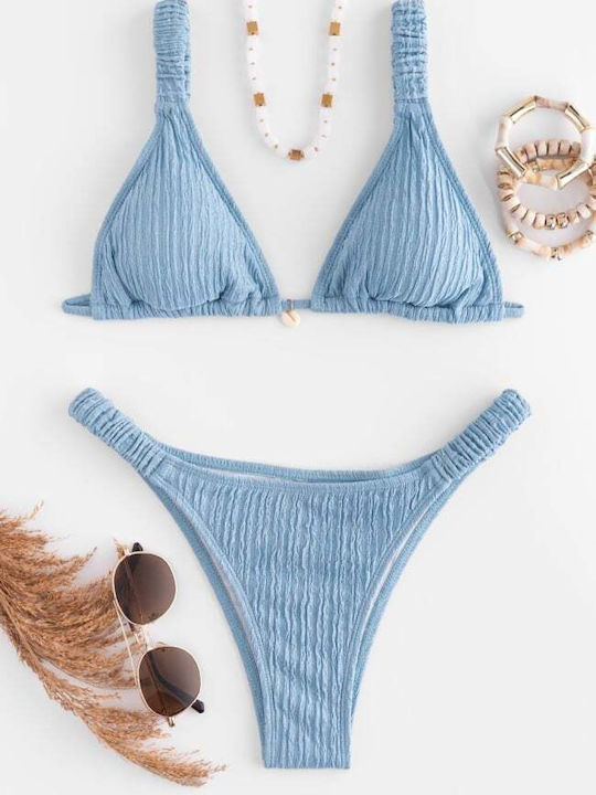 Set Bikini Dreieck Oberteil Blau Indigo
