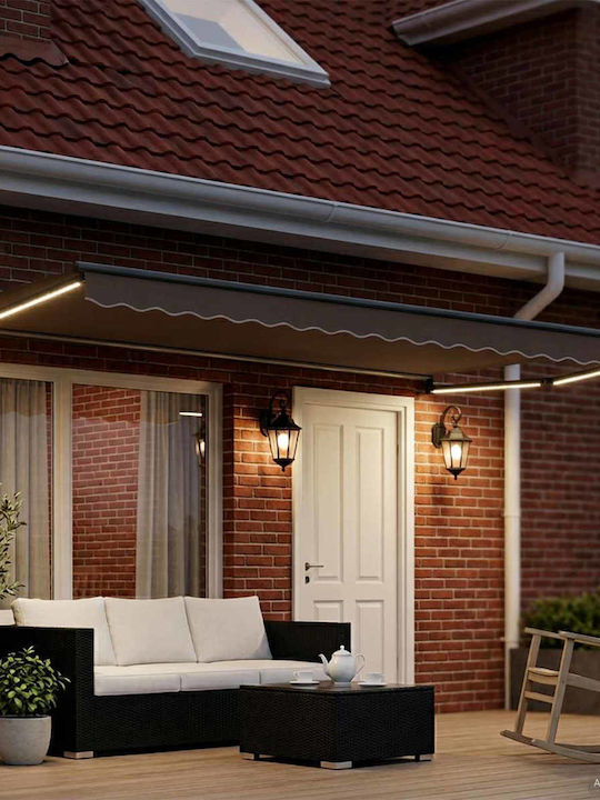 vidaXL Електрическа Тента За Тераса С Регулируемо Кресло С LED Сива 5x3м
