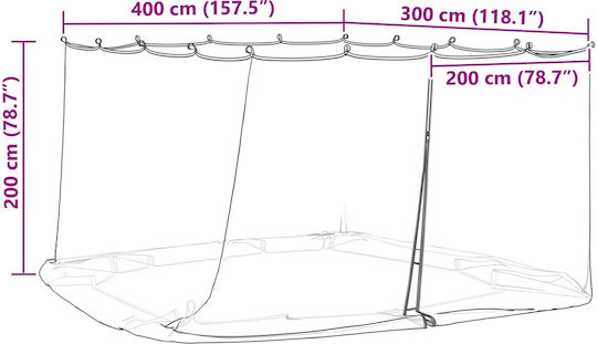 vidaXL Πλαϊνό για Κιόσκι Λευκό 3x4m