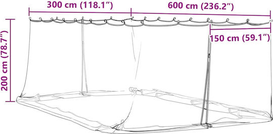 vidaXL Πλαϊνό για Κιόσκι Λευκό 3x6m