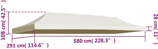 vidaXL Κάλυμμα για Κιόσκι Εκρού με Επίστρωση PVC 3x6m