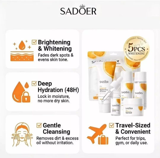 Sadoer Travel Set for Moisturizing & Brightening 5pcs