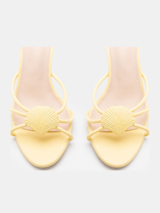 Mules With High Heel In Yellow Colour