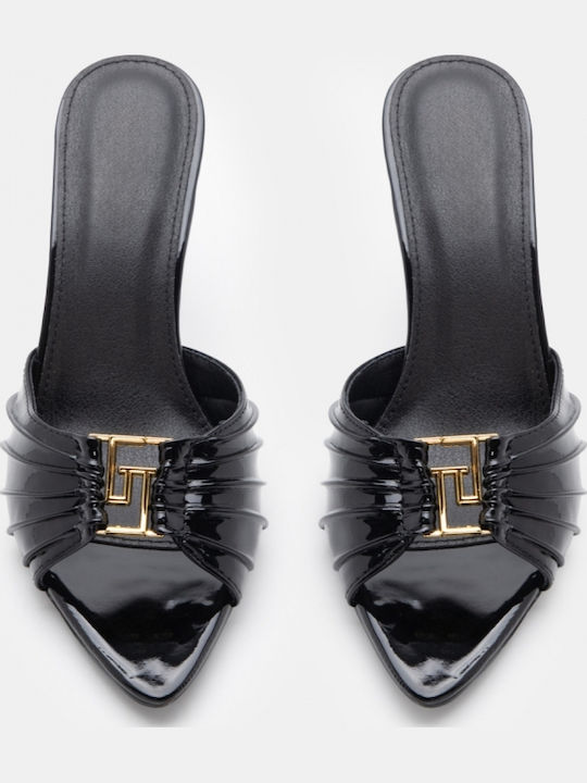 Suede Mules With High Heel In Black Colour