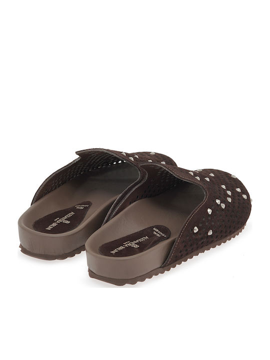Flat Suede Mules σε Καφέ Χρώμα