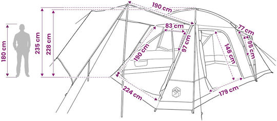 vidaXL Camping Tent Green for 12 People 580x230x220cm