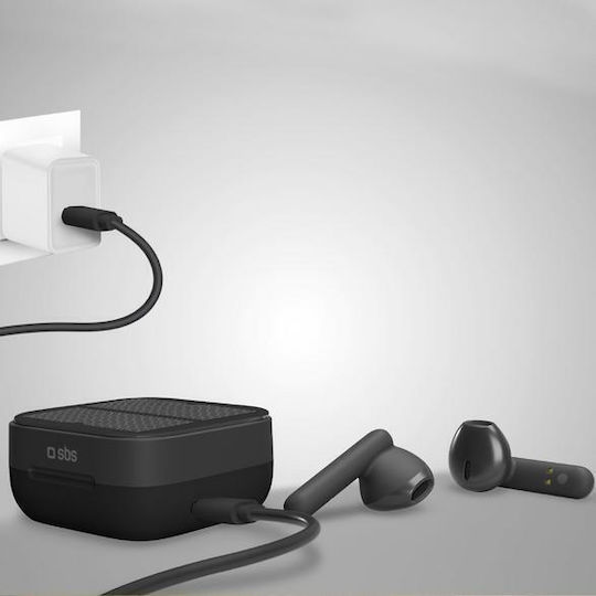 SBS Solar Twin Kobo Earbud Bluetooth Handsfree Ακουστικά με Θήκη Φόρτισης Μαύρα