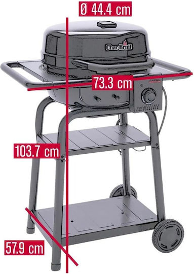 Char-Broil Patio Bistro E2COAL Floor Electric Grill With Grate and Grooved Plate 2100W Inox With Lid 44.4x44.4cm