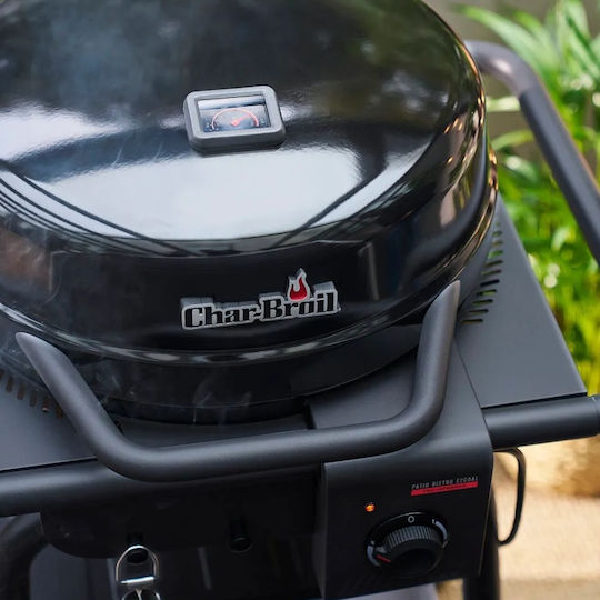 Char-Broil Patio Bistro E2COAL Floor Electric Grill With Grate and Grooved Plate 2100W Inox With Lid 44.4x44.4cm
