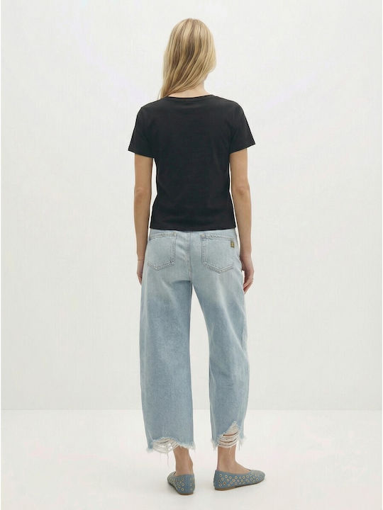 Blugi Damă Talie Înaltă Croială Relaxată 22POLLINA-Light Blue Denim