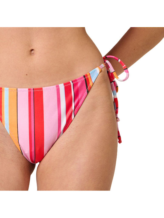 Bikinihosen Slip mit Schnürung Rot- Hellblau- Fuchsia