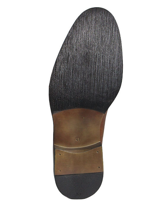 Leather Men's Moccasins In Tabac Brown Colour
