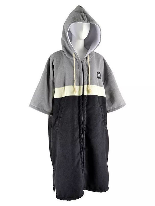Aropec Schnelltrocknendes Strandponcho-Z5K03-GYxLYxBK Strandponcho aus Mikrofaser Schwarz