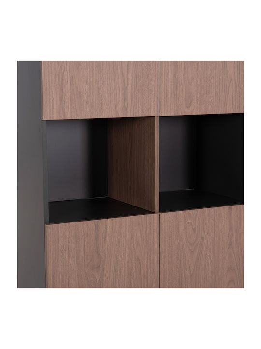 Βιβλιοθήκη Mavix Γκρι-καρυδι 80x40x180εκ.
