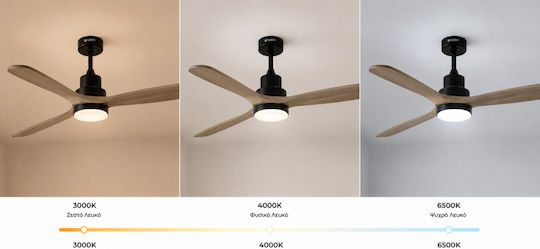 Gruppe 52-11093DC Ανεμιστήρας Οροφής 132cm με Φως Καφέ / Μαύρος