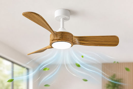 Gruppe F42206 Ceiling Fan 106cm with Light Fixture Brown / White