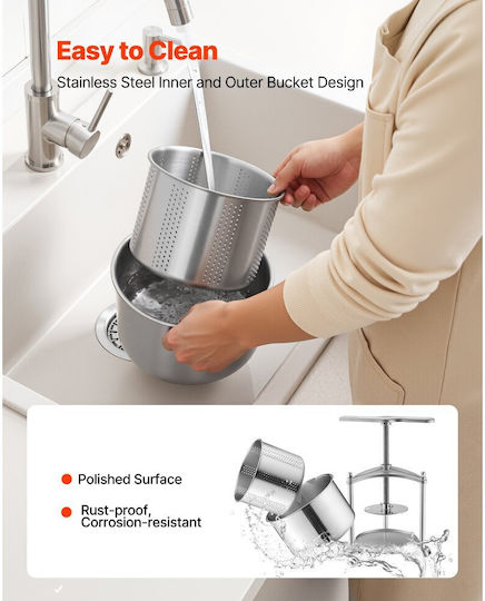 Vevor GJYZJLTMYS3LVL2T5001V0 Manual Grape Press 3 Litre