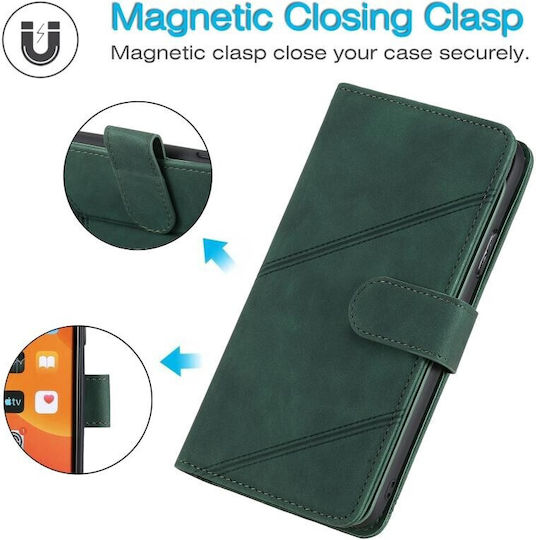 Two Lines Mobile Phone Case Wallet Green Xiaomi Poco X3 NFC/X3 Pro