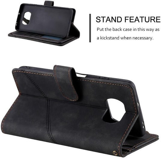 Two Lines Mobile Phone Case Wallet Black Xiaomi Poco X3 NFC/X3 Pro