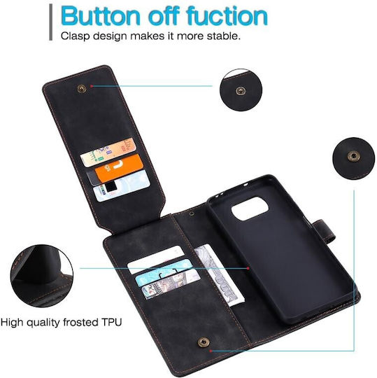 Two Lines Mobile Phone Case Wallet Black Xiaomi Poco X3 NFC/X3 Pro