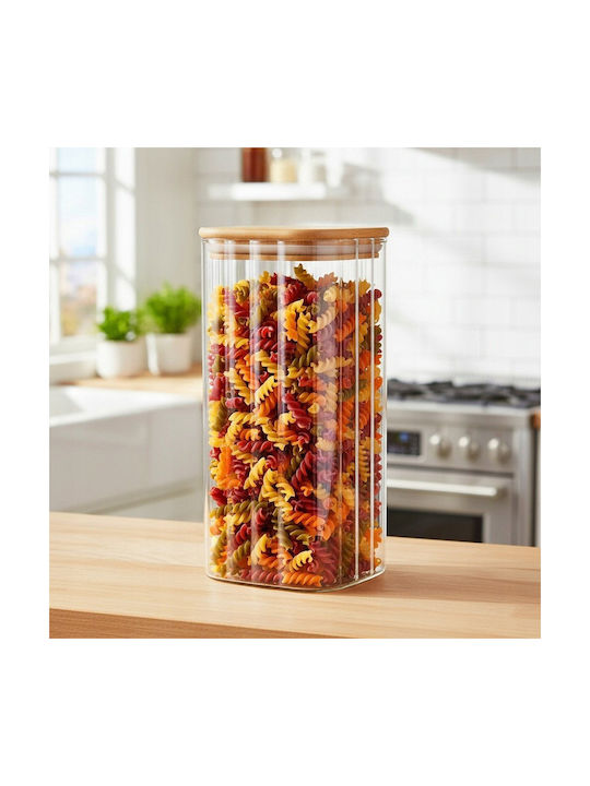 Vilde Glass Transparent Jar for Coffee / Pasta with Lid 1600ml