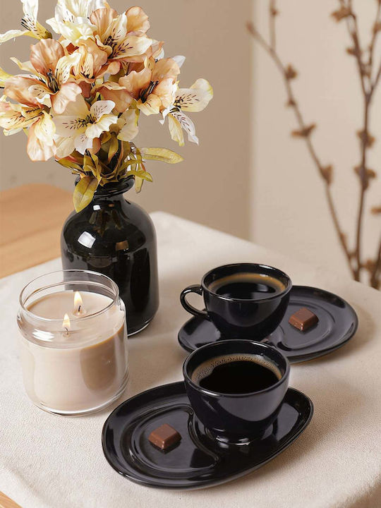 SteweHome Set Ceramic Black Coffee Cups 215ml 4 Pieces