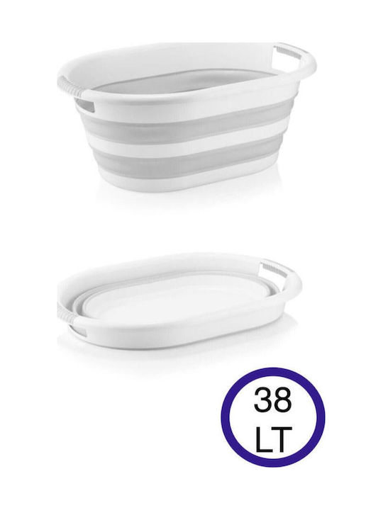 SteweHome Collapsible Plastic Laundry Basket 38lt White