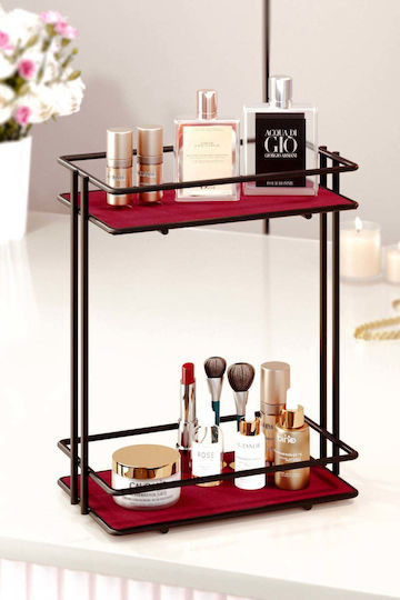 SteweHome Make-up Zubehör Schmuck Organizer Doppelstöckig Metall Schwarz 19x12x26 Cm