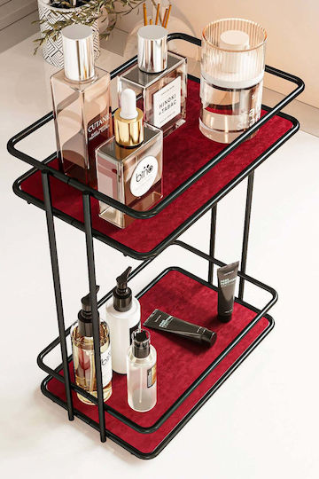 Stewehome Double Layer Makeup Jewelry Organizer Metal Black 19x12x26 Cm