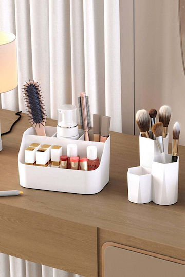 SteweHome Make-up Zubehör Set Organizer Badezimmer 3 Fächer Türkis 19.2x10.5x10.2 cm