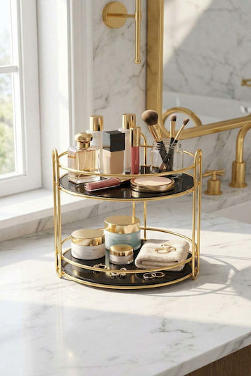 Stewehome 2 Tier Gold Metal Organizer Presentation Serving Multicolour 27.5 Cm