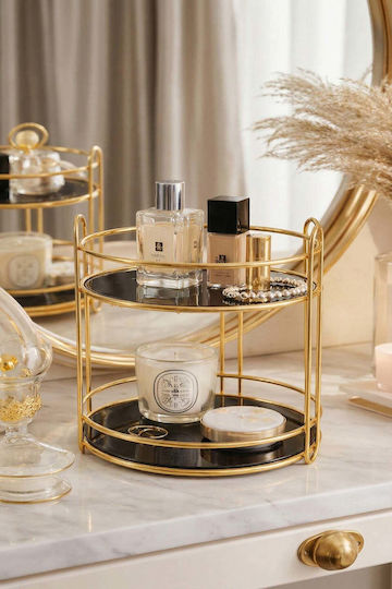 Stewehome 2 Tier Gold Metal Organizer Presentation Serving Multicolour 27.5 Cm