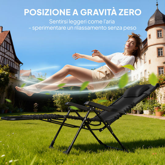 Outsunny Ξαπλώστρα-Πολυθρόνα Παραλίας Μαύρη Σετ 2τμχ