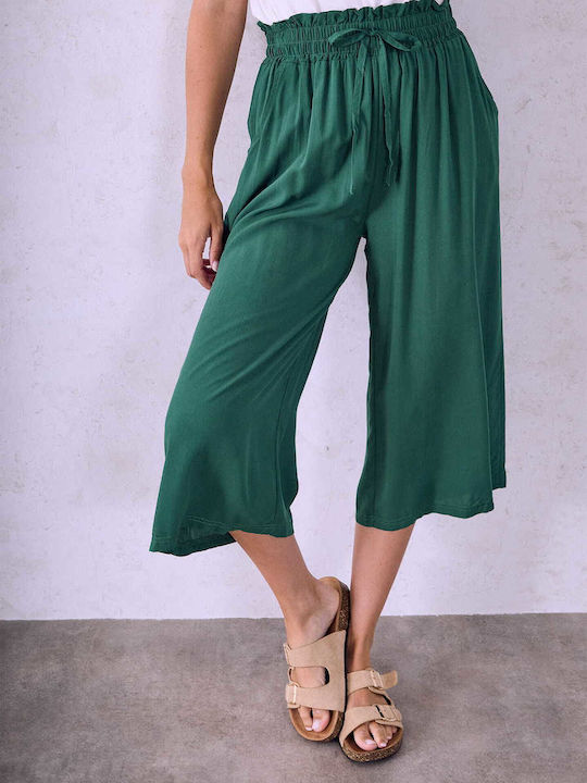 Celestino Zip-Culottes Aus Baumwolle Loose Fit Dunkelgrün