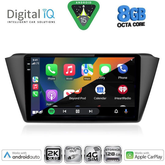 Digital IQ Ηχοσύστημα Αυτοκινήτου για Skoda Fabia 2015-2022 με Clima (Bluetooth/USB/WiFi/GPS/Apple-Carplay/Android-Auto) με Οθόνη Αφής 9"