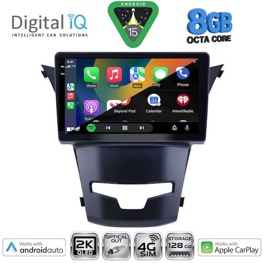 Digital IQ Car Audio System for Ssangyong Korando 2014-2019 Bluetooth USB WiFi GPS Apple CarPlay Android Auto with 9" Touch Screen