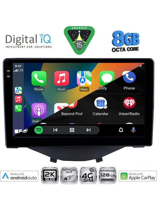 Digital IQ Car Audio System for Toyota Aygo 2014-2022 Bluetooth USB WiFi GPS Apple CarPlay Android Auto with 9" Touch Screen